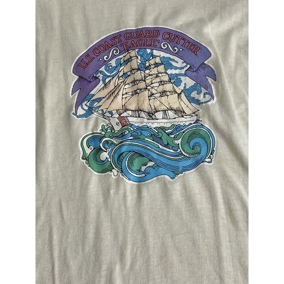 Roach Youth Shirts US Coastguard Cutter Vintage Ivory Single Stitch Medium - Picture 7 of 13